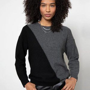 27 Miles Jazz Sweater in Black /Gray color Asym block
